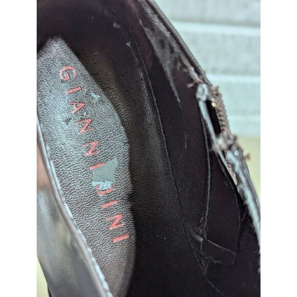 Gianni Bini Women's Brown Square Toe Zip Leather Heeled Bootie EUC Size 7 - Picture 8 of 8